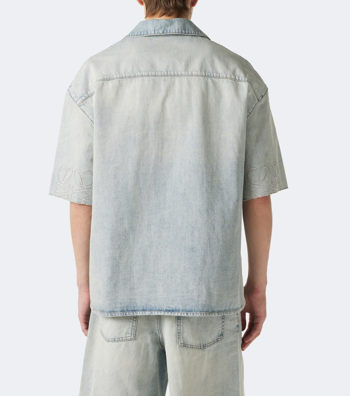Loewe Anagram faded denim bowling shirt