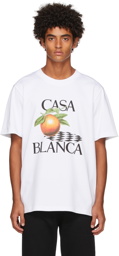 Casablanca White Orange Print T-Shirt