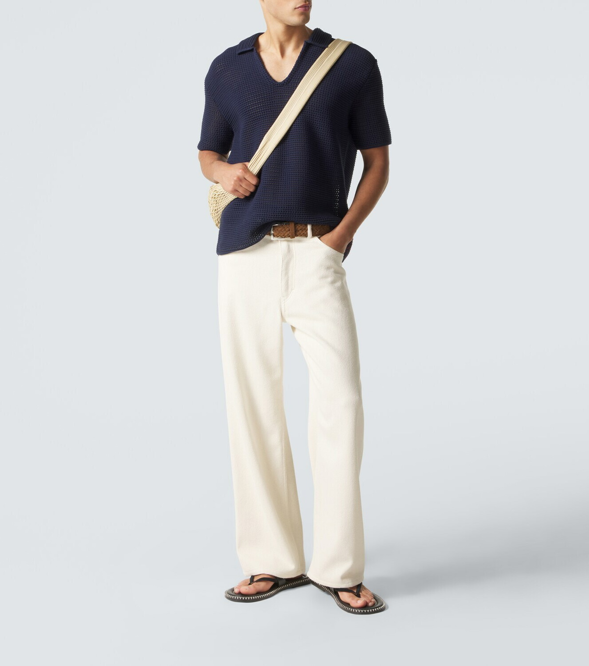 Orlebar Brown Batten crochet cotton polo shirt