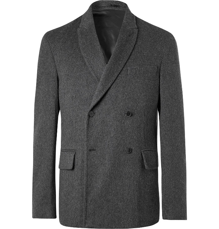Photo: Mr P. - Double-Breasted Unstructured Cashmere Blazer - Gray