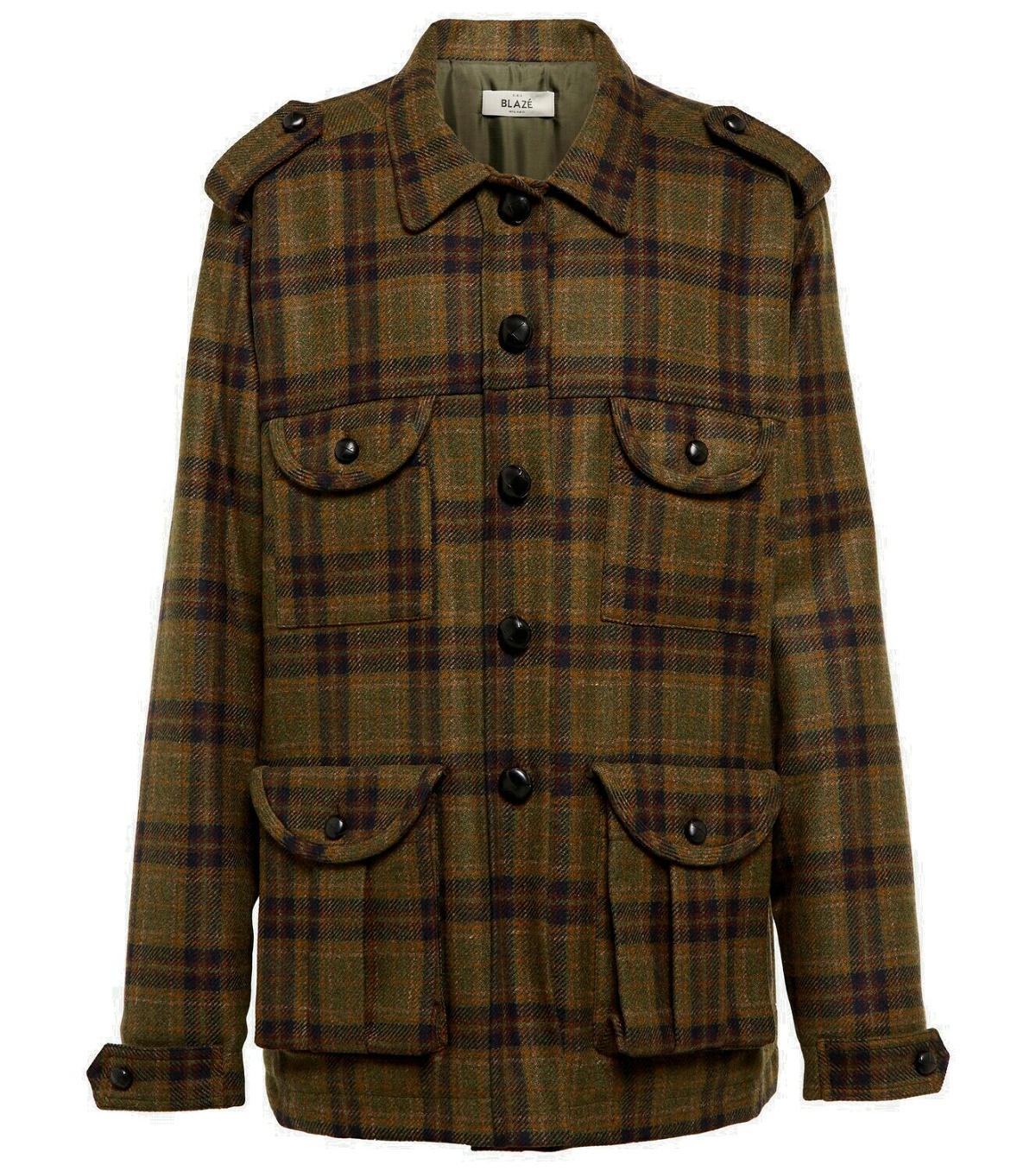 Photo: Blazé Milano Checked wool-blend shirt jacket