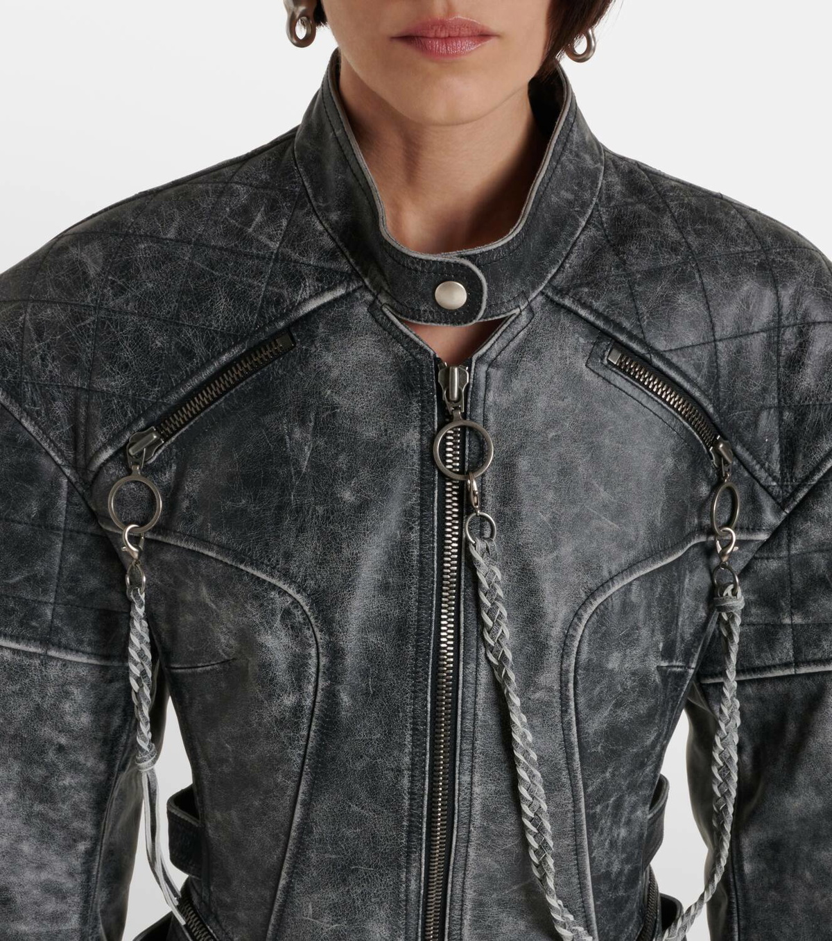 KNWLS Chain-detail leather jacket