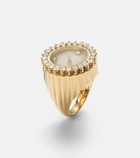 Yvonne Léon L'Horloge 18kt gold and mother-of-pearl ring with diamonds