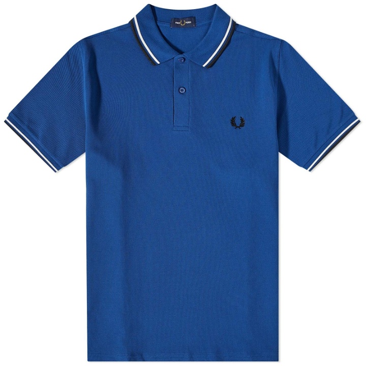 Photo: Fred Perry Men's Slim Fit Twin Tipped Polo Shirt in Shaded Cobalt