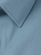 Canali - Spread-Collar Cotton-Blend Poplin Shirt - Blue