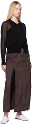 AMOMENTO Brown Side Vent Long Maxi Skirt