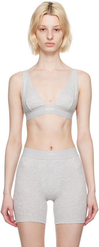 Photo: SKIMS Gray Cotton Plunge Bralette