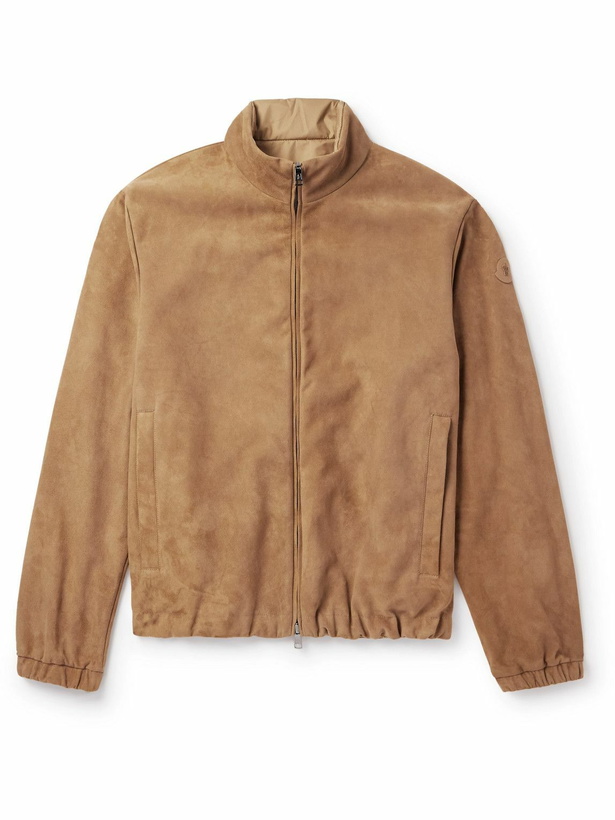 Photo: Moncler - Turbat Logo-Appliquéd Reversible Suede and AirSoft Shell Jacket - Brown