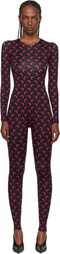 Marine Serre Black Moon Printed Jersey LS Jumpsuit
