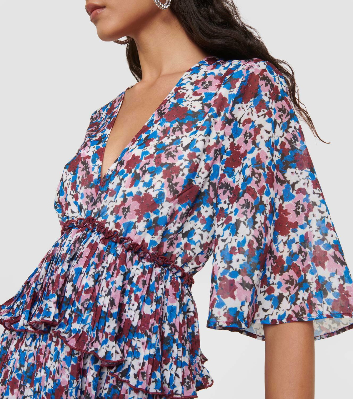 ganni floral georgette mini dress GANNI floral print smocked plisse georgette mini dress size 4