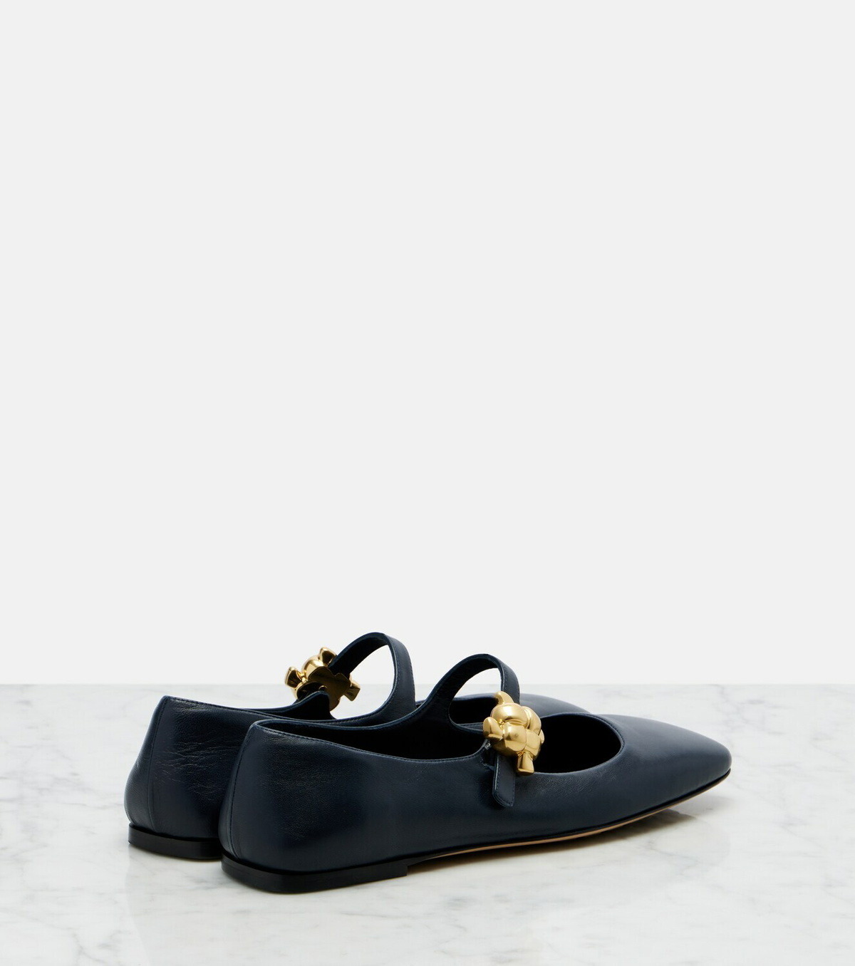 Bottega Veneta Lucy embellished leather Mary Jane flats