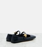 Bottega Veneta Lucy embellished leather Mary Jane flats