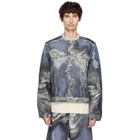 CAMPERLAB Blue Distorted Print Distressed Denim Jacket