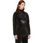 Reebok Classics Black Velour Vector Half-Zip Sweatshirt