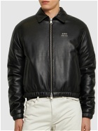 AMI PARIS Padded Leather Zip Jacket