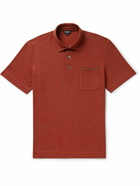 Zegna - Nubuck-Trimmed Cotton-Piqué Polo Shirt - Burgundy