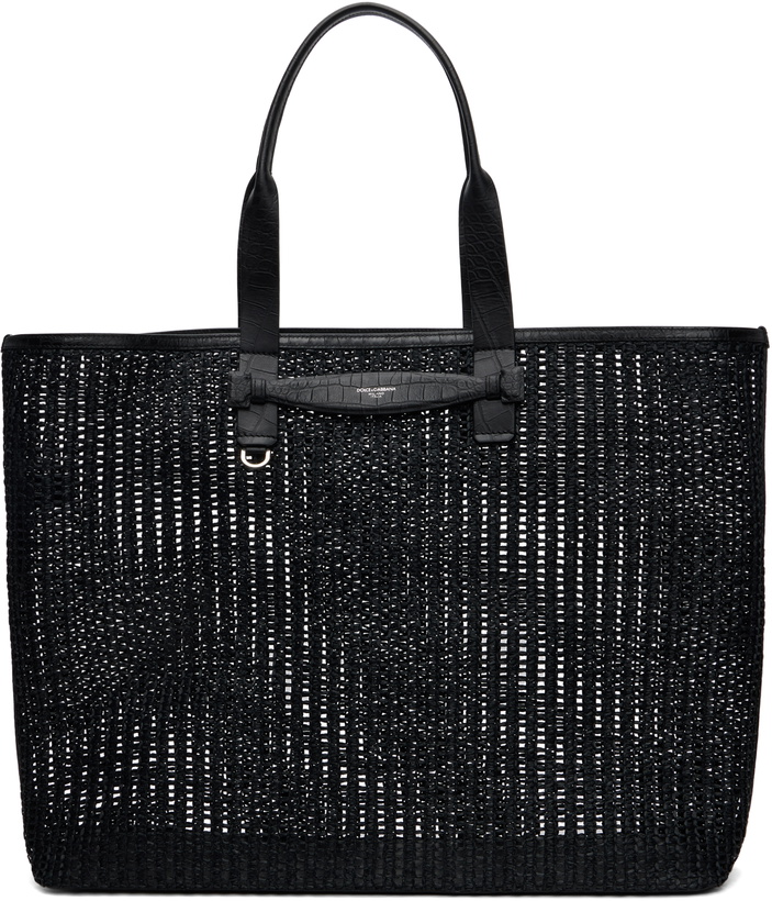 Photo: Dolce&Gabbana Black Woven Mesh & Calfskin Shopper Tote