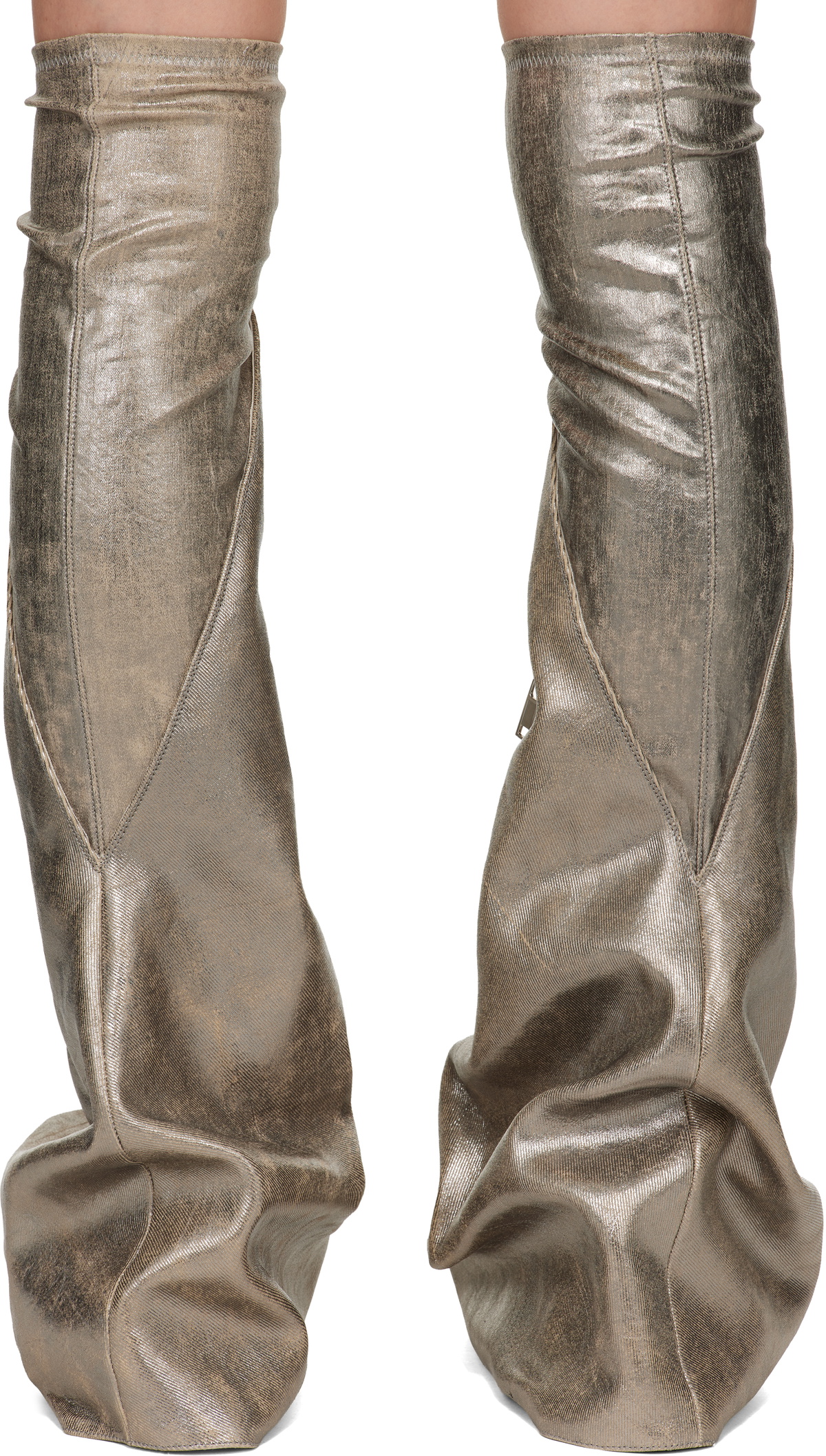 Rick Owens DRKSHDW Silver Concordians Cargo Fetish Tall Boots Rick
