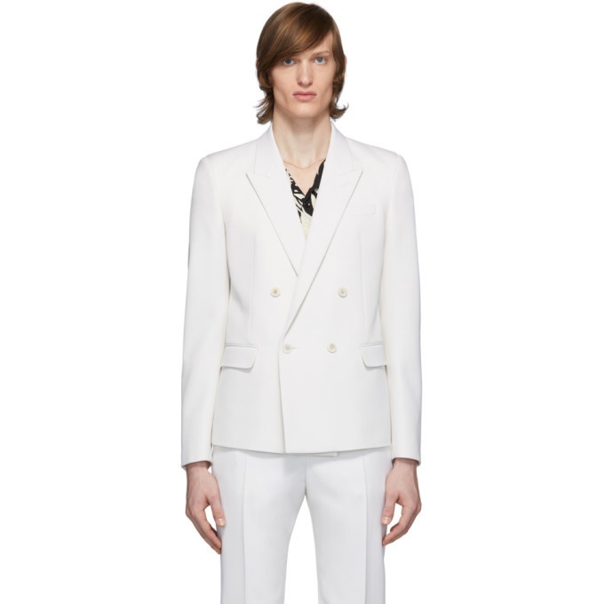 Photo: Saint Laurent White Wool Tailored Double-Breasted Blazer
