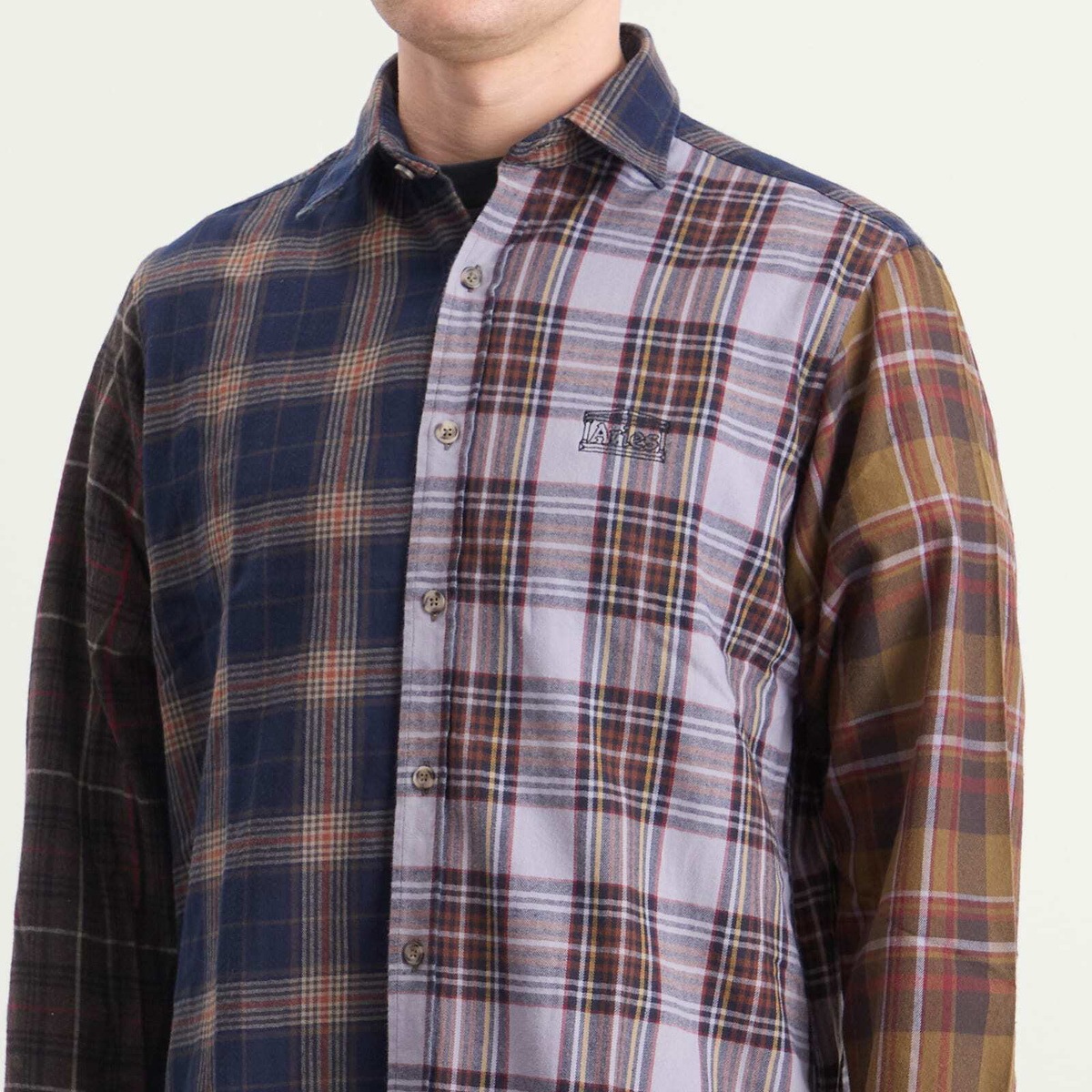 Aries Men's Overdyed Patchwork Shirt in Purple