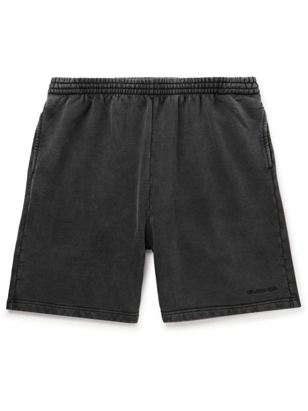 Photo: Balenciaga - Straight-Leg Logo-Embroidered Cotton-Jersey Shorts - Gray