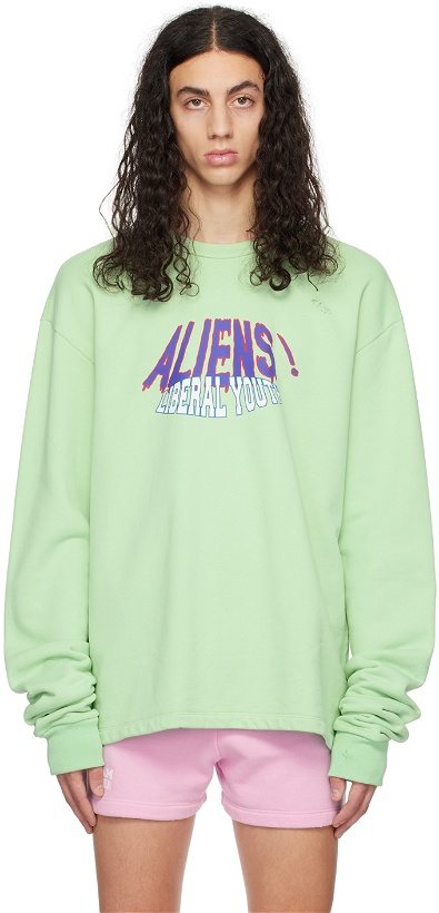 Photo: Liberal Youth Ministry SSENSE Exclusive Green Aliens Sweatshirt