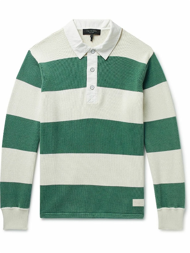 Photo: Rag & Bone - Eton Striped Cotton-Blend Polo Shirt - Green