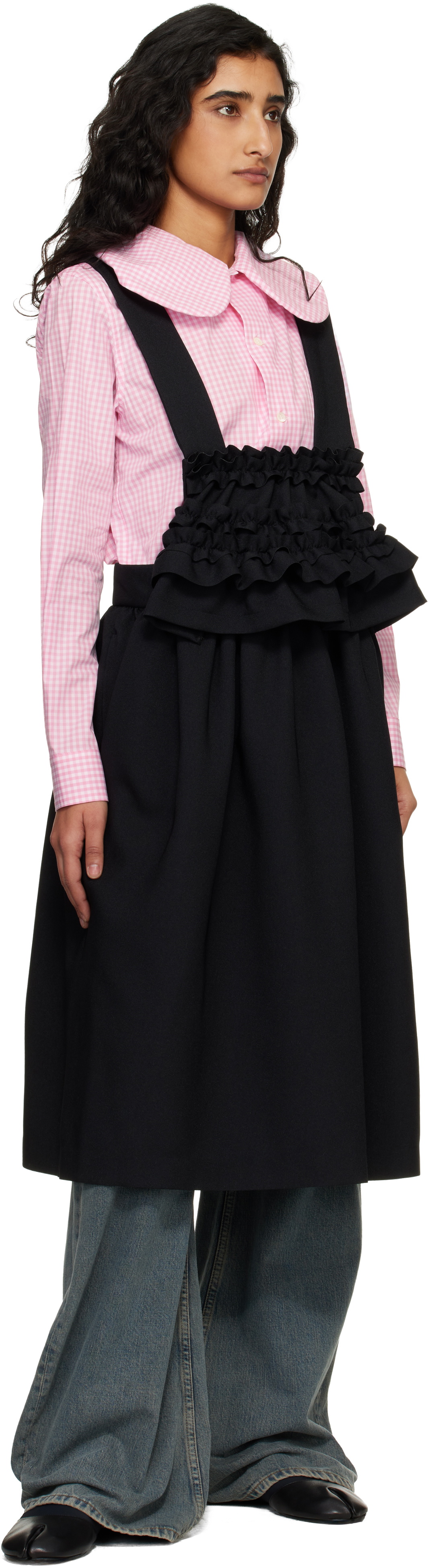 Comme des Garçons Girl Black Gabardine Midi Skirt.