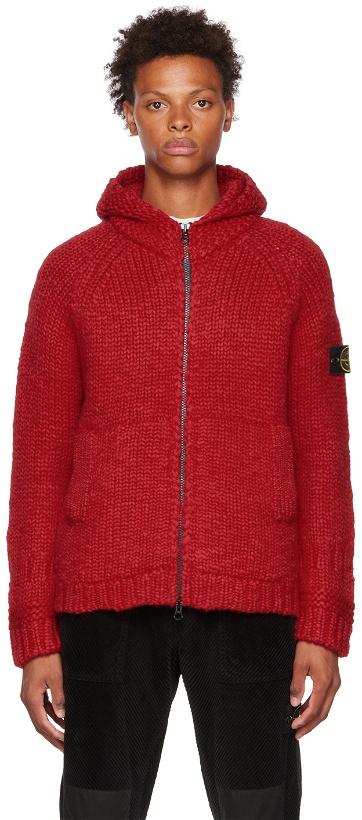 Photo: Stone Island Red Detachable Patch Hoodie