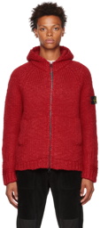 Stone Island Red Detachable Patch Hoodie