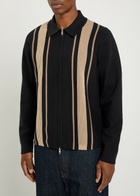 Wax London Lennox Striped Cotton and Cashmere-blend Jumper Black