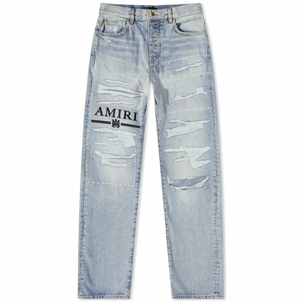 AMIRI Men's Ma Bar Logo Straight Jean in Stone Indigo Amiri