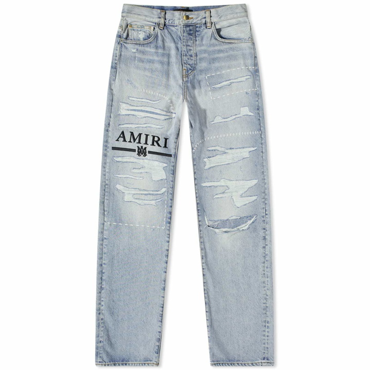 Photo: AMIRI Men's Ma Bar Logo Straight Jean in Stone Indigo