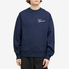 Café Mountain Men's Embroidered Script Crew Sweatshirt in Navy