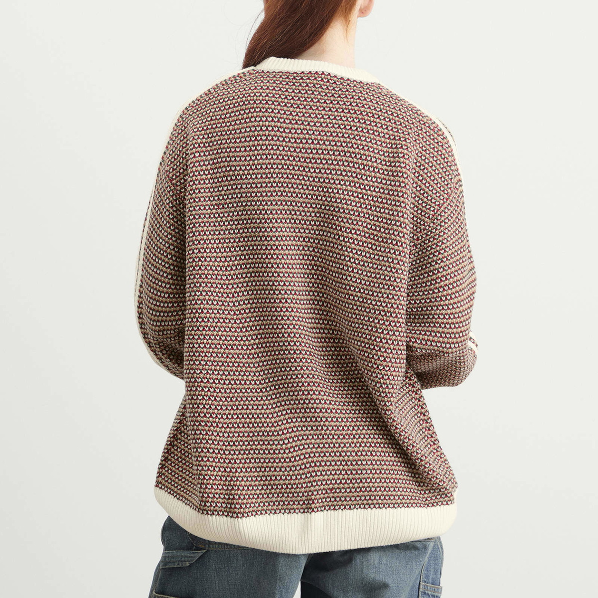 Adidas Women's Knit Jumper in Off White/Collegiate Green/Equipment Red