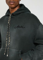 Amiri Bleach Bandana Hooded Cotton Sweatshirt Black