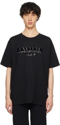 Balmain Black Metallic Flocked T-Shirt