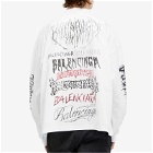 Balenciaga Men's Metal Logo Long Sleeve T-Shirt in White/Black/Red