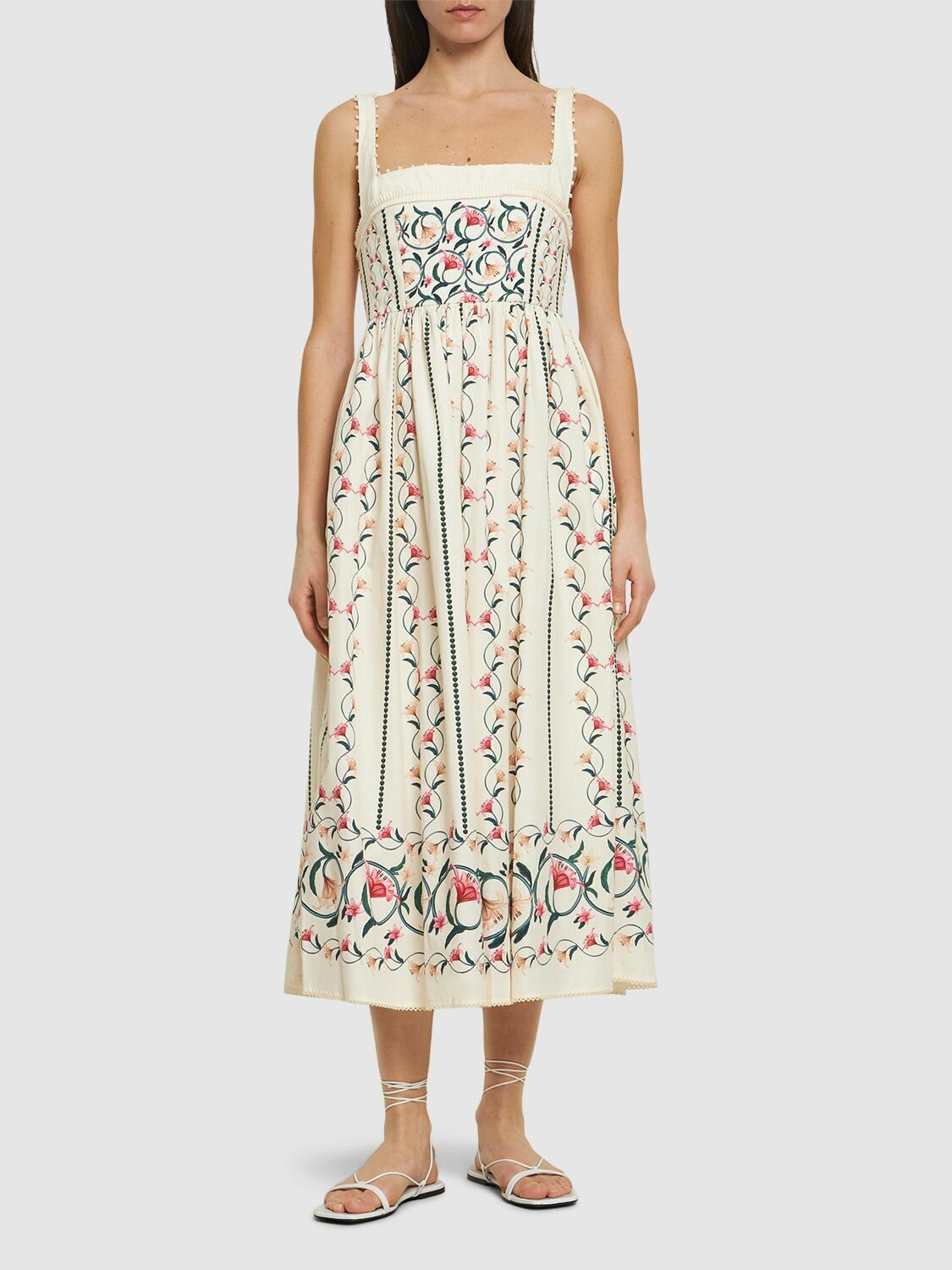 AGUA BY AGUA BENDITA Barbara Rocio Printed Cotton Midi Dress
