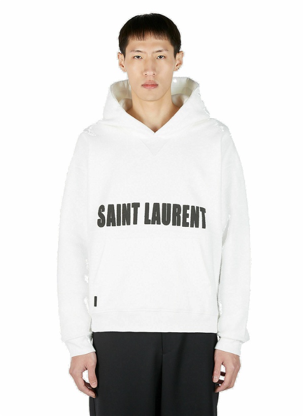 Photo: Saint Laurent - Logo Print Hooded Sweatshirt in White