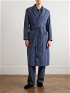 Kingsman - Houndstooth Brushed Cotton-Twill Robe - Blue