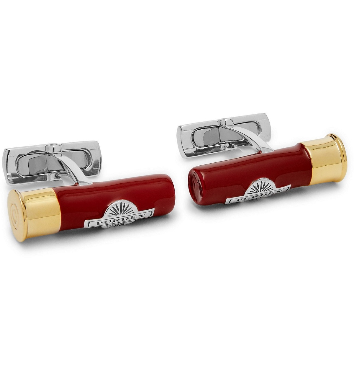 Photo: James Purdey & Sons - Cartridge Sterling Silver, Gold-Plated and Enamel Cufflinks - Red