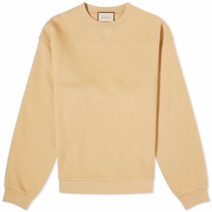 Photo: Gucci Men's Tape Crew Neck Sweat in Camel Mix