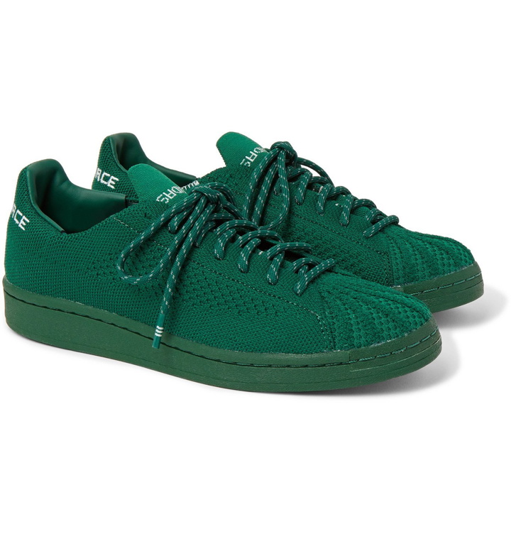 Photo: ADIDAS ORIGINALS - Pharrell Williams Superstar Embroidered Primeknit Sneakers - Green