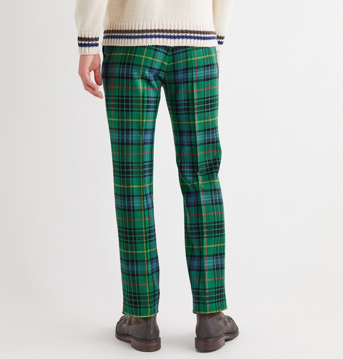 Acne Studios Green Wool Flannel Trousers | Garmentory