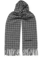 TOM FORD - Fringed Houndstooth Wool and Cashmere-Blend Scarf