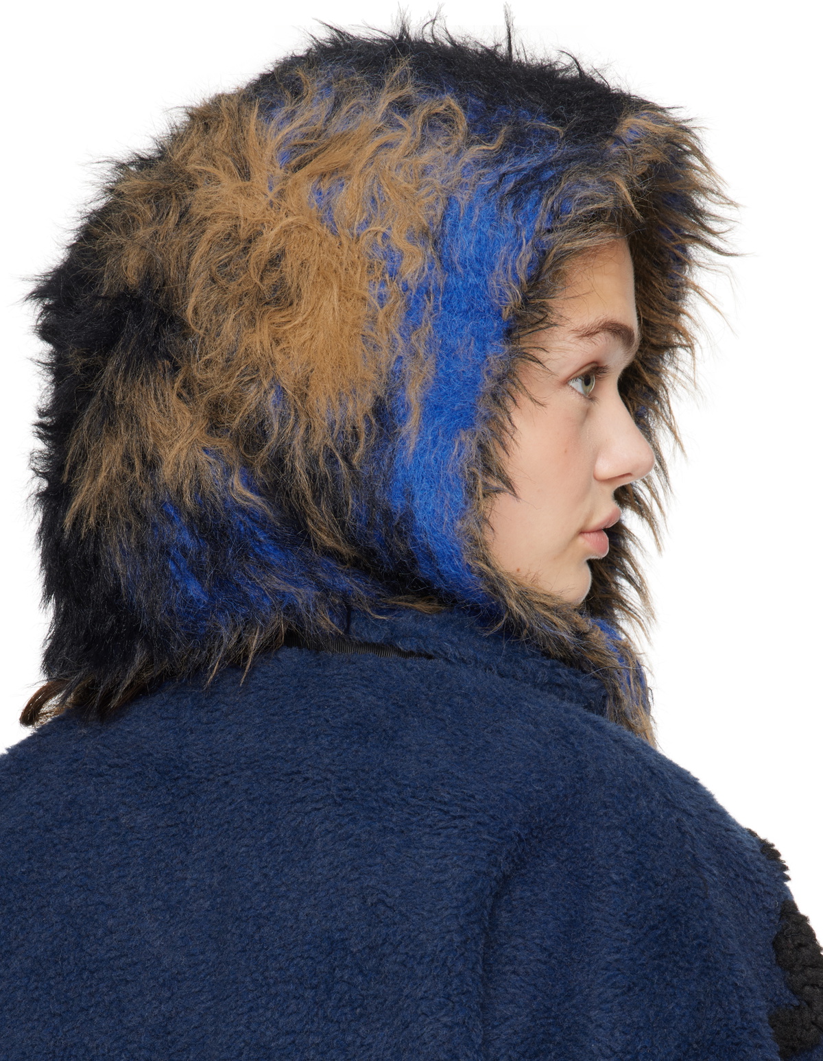 Y/Project Black & Blue Hairy Gradient Hooded Scarf