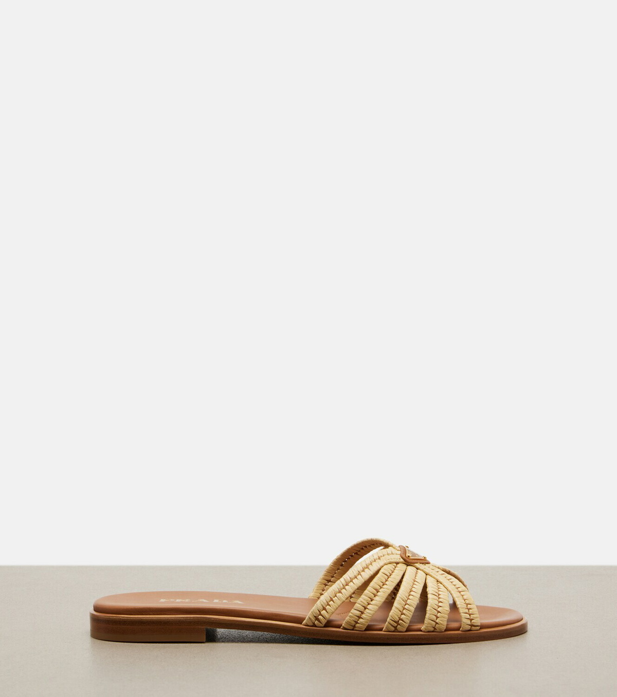 Prada Crochet raffia-effect slides