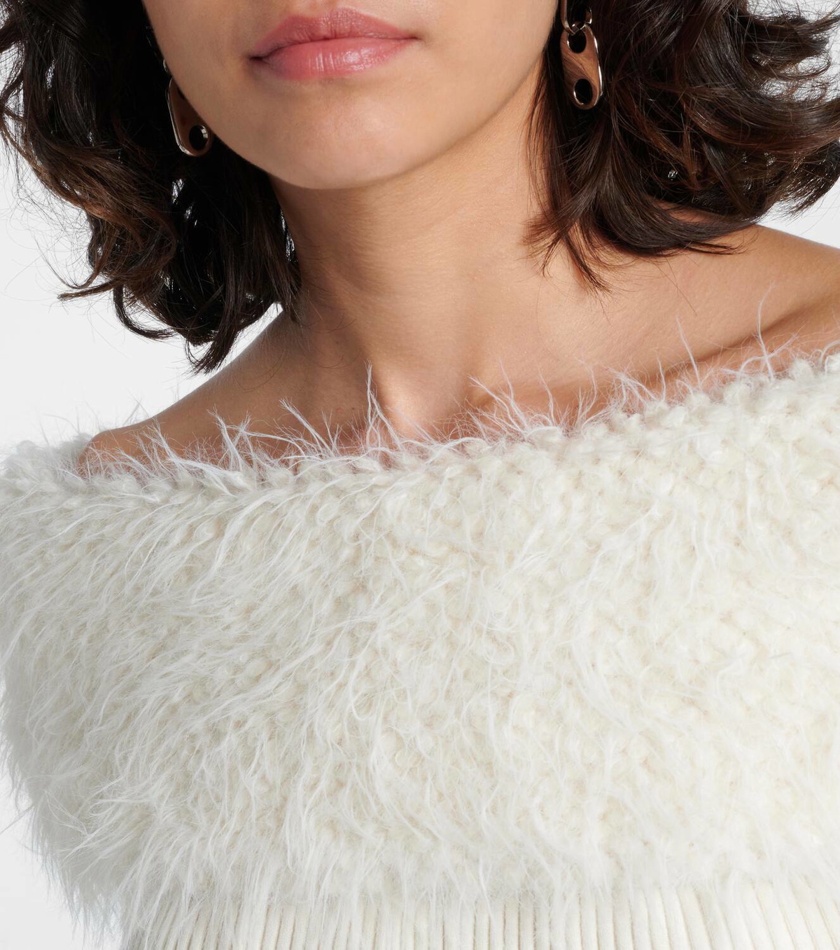 Jean Paul Gaultier Ribbed-knit faux fur-trimmed top