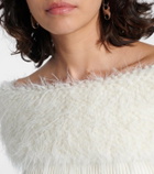 Jean Paul Gaultier Ribbed-knit faux fur-trimmed top